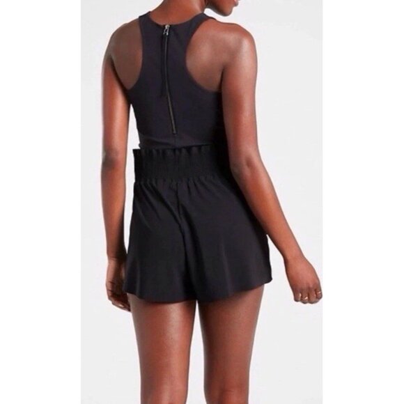 Athleta Womens Black Sleeveless Back Zip Cosmic Flutter Romper Size XS - Picture 2 of 11